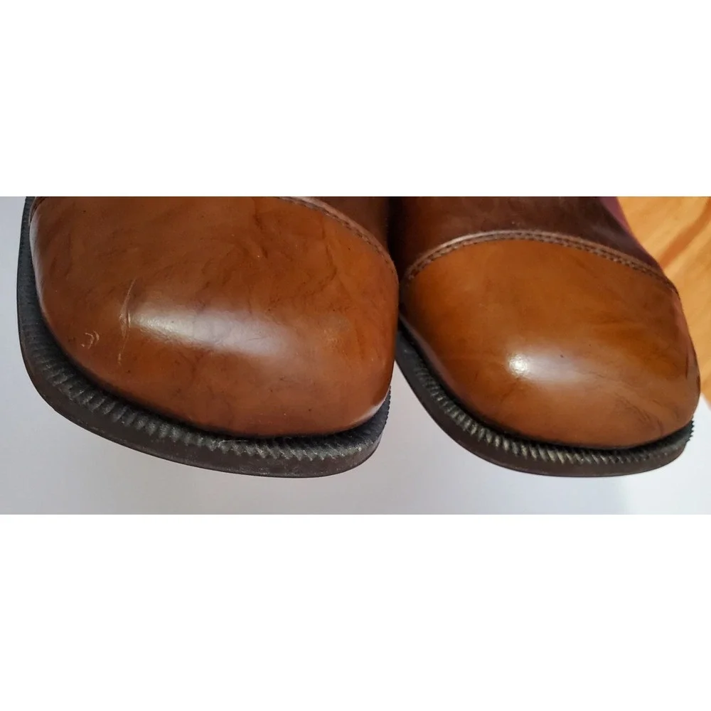 Rare Vintage Jarman Men's Shoes Platform Block Heel Two Tone Brown Oxford Hippie